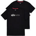 Tee-shirts sur Grenoble : T-shirt Alpha Industries Alpha Label T-Shirt 2 Pack - black