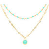 Collier Orusbijoux Collier Argent Dor&eacute; Double Chaine Pampille Et Pierres Dor&eacute;
