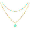Collier Orusbijoux Collier Argent Dor&eacute; Double Chaine Pampille Et Pierres Dor&eacute; Grenoble