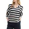Pull Tom Tailor Pull &agrave; capuche Navy Offwhite Bleu
