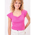T-shirt La Fiancee Du Mekong T-shirt col r&eacute;tro coton bio FELICIE Rose Grenoble
