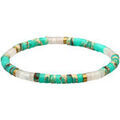 Bracelets Sixtystones Bracelet Perles Heishi 4mm Jaspe Verte -Large-20cm Dor&eacute; Grenoble