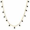Collier Orusbijoux Collier Argent Dor&eacute; Petites Gouttes Perles Spinelle Noire Dor&eacute;