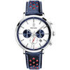 Montre Pierre Lannier Montre Homme BARON Blanc Cuir perfor&eacute; Bleu Blanc