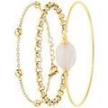 Bracelets Sc Boh&egrave;me B2371-DORE+B2379-DORE+B2492-QUARTZ Dor&eacute;