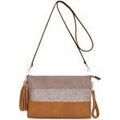 Pochette Crazychic Pochette Soir&eacute;e Paillette - Sac Bandouli&egrave;re Marron