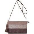 Saccoches / Etuis sur Grenoble : Pochette Crazychic Pochette Soir&eacute;e Paillette - Sac Bandouli&egrave;re Marron
