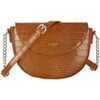 Sac Bandouliere David Jones Petit Sac Bandouli&egrave;re Demi Lune Crocodile Marron