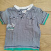 T-shirt enfant La compagnie des petits T-shirt manches courtes ray&eacute; bleu et blanc avec du vert La compa Bleu