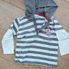 Polo enfant Gemo Polo manches longues ray&eacute; gris et blanc avec capuche G&eacute;mo -3 ans Gris