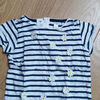 T-shirt enfant Oka&iuml;di T-shirt manches courtes ray&eacute; bleu marine et blanc Oka&iuml;di - 5 ans Blanc