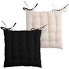 Galettes de chaise Stof Coussin de chaise bicolore r&eacute;versible en coton noir et lin Noir 40x40 cm. . Maison & D&eacute;co> Galettes de chaise.
