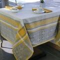 Cuisine & Art de la table sur Grenoble : Serviettes de table Nappes, Sets de table Vent Du Sud Nappe enduite Mar&eacute;va 150 x 300 cm - gris et jaune Gris 150x270 cm. . Maison > Serviettes de table Nappes, Sets de table.