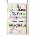 Linge de maison sur Grenoble : Torchons Enesco Essuie main en coton d&eacute;cor&eacute; - Cuisine art du bonheur Blanc 50x70 cm. . Maison & D&eacute;co> Torchons.
