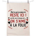 Linge de maison sur Grenoble : Torchons Enesco Torchon en coton d&eacute;cor&eacute; - Ici on s'aime Blanc 50x70 cm. . Maison & D&eacute;co> Torchons.