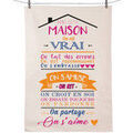 Linge de maison sur Grenoble : Torchons Enesco Essuie main - Dans cette maison - en coton d&eacute;cor&eacute; Blanc 50x70 cm. . Maison & D&eacute;co> Torchons.