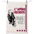 Linge de maison sur Grenoble : Torchons Enesco Essuie main en coton d&eacute;cor&eacute; - L'ap&eacute;ro recrute Blanc 50x70 cm. . Maison & D&eacute;co> Torchons.