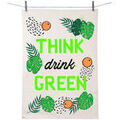 Linge de maison sur Grenoble : Torchons Enesco Essuie main Think Green en coton d&eacute;cor&eacute; Blanc 50x70 cm. . Maison & D&eacute;co> Torchons.