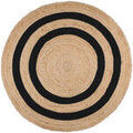 D&eacute;coration sur Grenoble : Tapis Stof Tapis MAORI en Jute 90 x 90 cm - Noir Beige Unique. . Maison & D&eacute;co > Tapis.