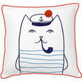 Linge de maison sur Grenoble : Coussins Future Home Coussin enfant imprim&eacute; chat marin en coton 40x40cm Blanc 40x40 cm. . Maison & D&eacute;co > Coussins.