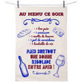 Linge de maison sur Grenoble : Torchons Enesco Essuie main - Au menu ce soir - en coton d&eacute;cor&eacute; Blanc 50x70 cm. . Maison & D&eacute;co> Torchons.