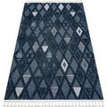 D&eacute;coration sur Grenoble : Tapis Rugsx Tapis SEVILLA Y499B treillis, diamants bleu Frange 200x290 cm Bleu 200x290 cm. . Maison & D&eacute;co > Tapis.