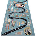 Tapis Rugsx Tapis FUN Route pour enfants, rue, animaux 120x170 cm Bleu 120x170 cm. . Maison & D&eacute;co > Tapis.