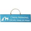 Tableaux, toiles Qualiart Plaque d&eacute;corative en bois - Chiens bienvenus - Bleu Bleu Unique. . Maison > Tableaux, toiles.
