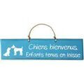 D&eacute;coration sur Grenoble : Tableaux, toiles Qualiart Plaque d&eacute;corative en bois - Chiens bienvenus - Bleu Bleu Unique. . Maison > Tableaux, toiles.