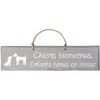 Tableaux, toiles Qualiart Plaque d&eacute;corative en bois - Chiens bienvenus - gris clair Gris Unique. . Maison > Tableaux, toiles.
