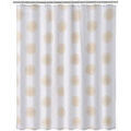 Linge de maison sur Grenoble : Rideaux, stores Unimasa Rideau de douche blanc cercles or Blanc 180x200 cm. . Maison & D&eacute;co > Rideaux, stores.