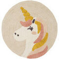 D&eacute;coration sur Grenoble : Tapis Guy Levasseur Tapis enfant rond licorne en coton Beige 70 cm. . Maison & D&eacute;co > Tapis.