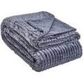 Linge de maison sur Grenoble : Couvertures Unimasa Dessus de Lit ou de canap&eacute; gris en velours C&ocirc;tel&eacute; Sherpa Gris Unique. . Maison > Couvertures.