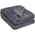 Linge de maison sur Grenoble : Couvertures Unimasa Dessus de Lit ou de canap&eacute; gris en velours C&ocirc;tel&eacute; Sherpa Gris Unique. . Maison > Couvertures.