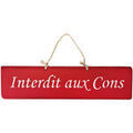 D&eacute;coration sur Grenoble : Tableaux, toiles Qualiart Plaque d&eacute;corative en bois - Interdit aux Cons - rouge Rouge Unique. . Maison > Tableaux, toiles.
