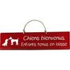 Tableaux, toiles Qualiart Plaque d&eacute;corative en bois - Chiens bienvenus - Rouge Herm&egrave;s Rouge Unique. . Maison > Tableaux, toiles.