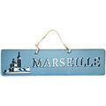 D&eacute;coration sur Grenoble : Tableaux, toiles Qualiart Plaque d&eacute;corative en bois bleue - Marseille Bleu Unique. . Maison > Tableaux, toiles.