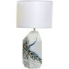 Lampes &agrave; poser Item International Lampe motif abstrait en c&eacute;ramique abat jour blanc 55 cm Blanc Unique. . Maison & D&eacute;co > Lampes &agrave; poser.