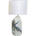 Luminaire sur Grenoble : Lampes &agrave; poser Item International Lampe motif abstrait en c&eacute;ramique abat jour blanc 55 cm Blanc Unique. . Maison & D&eacute;co > Lampes &agrave; poser.