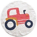 D&eacute;coration sur Grenoble : Tapis Future Home Tapis enfant Tracteur rond en coton tuft&eacute; Blanc 80x80 cm. . Maison & D&eacute;co > Tapis.