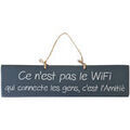 D&eacute;coration sur Grenoble : Tableaux, toiles Qualiart Plaque d&eacute;corative en bois bleue fonc&eacute; - Ce n'est pas le wifi Bleu Unique. . Maison > Tableaux, toiles.