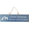 Tableaux, toiles Qualiart Plaque d&eacute;corative en bois - Chiens bienvenus - Bleu Bleu Unique. . Maison > Tableaux, toiles.