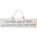 D&eacute;coration sur Grenoble : Tableaux, toiles Qualiart Plaque d&eacute;corative en bois blanc - Ce n'est pas le wifi Blanc Unique. . Maison > Tableaux, toiles.