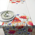 Serviettes de table Nappes, Sets de table Ambiente Chemin de table en coton Coquelicots et bleuets 40 x 150 cm Grenoble
