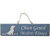 Tableaux, toiles Qualiart Plaque d&eacute;corative en bois - Chien gentil, Ma&icirc;tre F&eacute;roce Bleu Unique. . Maison > Tableaux, toiles.
