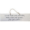 D&eacute;coration sur Grenoble : Tableaux, toiles Qualiart Plaque en bois blanc - J'ai un chat