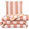 Linge de maison sur Grenoble : Parures de lit Future Home Parure de lit 2 personnes ray&eacute; damier r&eacute;versible Orange 200x200 cm,240x220 cm. . Maison > Parures de lit.