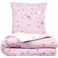 Linge de maison sur Grenoble : Parures de lit Future Home Parure de lit enfant pois et c?urs r&eacute;versible Rose 140x200 cm. . Maison > Parures de lit.