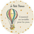 D&eacute;coration sur Grenoble : Tableaux, toiles Kiub Magnet rond beige Le Petit Prince en montgolfi&egrave;re 5,5 cm Beige Unique. . Maison > Tableaux, toiles.