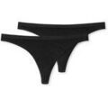 Strings Schiesser Femme String Paquet de 2 Noir